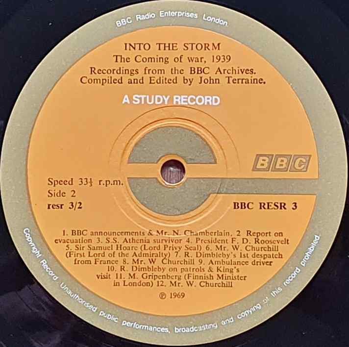 RESR 3 Into the storm - The coming of the war 1939 Various from the BBC records and Tapes library Label